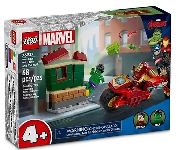 LEGO Klocki Marvel Super Heroes 76287 Iron Man z motocyklem i Hulk