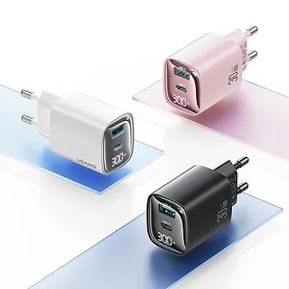 USAMS Ładowarka sieciowa 30W GaN LED USB+USB-C CC229 Fast Charging czarna