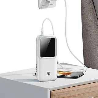 USAMS PowerBank 30000mAh 20W USB-C/Lightning Kable/ 4 urządzenia jednocześnie Biały