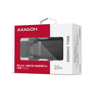 AXAGON ACU-PD20 Ładowarka sieciowa PD 20W, 1x port USB-C, PD3.0/QC3.0/AFC/FCP/Apple Czarna