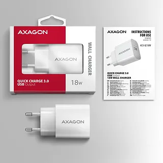 AXAGON ACU-QC18W Ładowarka sieciowa QC 18W, 1x port USB-A, QC3.0/AFC/FCP/SMART Biała