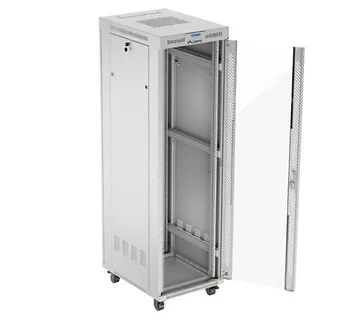 Lanberg Szafa stojąca rack 19'' 42U 600x800 szara drzwi szklane flack pack