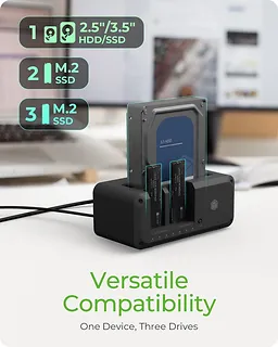 IcyBox Stacja dokująca IB-2924MSCL-C31 Docking & CloneStation                    1x 2,5"/3,5" do 1x M.2 NVMe & M.2 NVMe do M.2 NVMe