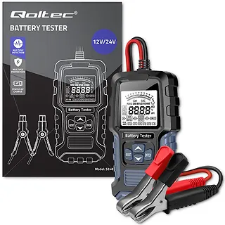 Qoltec Tester akumulatora cyfrowy  z wyświetlaczem LCD | 12V | 24V | 3Ah-400Ah