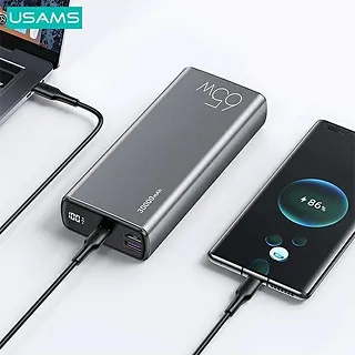 USAMS Powerbank 30000mAh 65W PB59 2xUSB+USB-C Fast Charge + kabel USB-CUSB-C