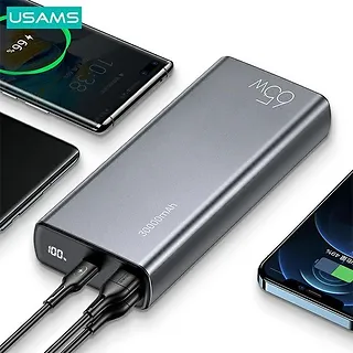 USAMS Powerbank 30000mAh 65W PB59 2xUSB+USB-C Fast Charge + kabel USB-CUSB-C