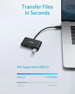 Anker USB-C Hub 3w1 4K HDMI szary