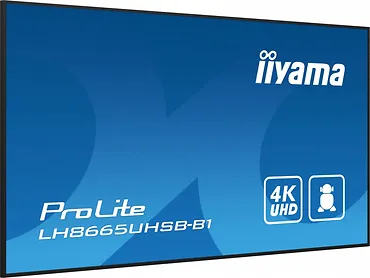 IIYAMA Monitor 86 cali LH8665UHSB-B1, 24/7, IPS, ANDROID 11, 4K, 800cd, iiSignage2, SDM, 2x HDMI, DP, 2x USB,2x 10W, RJ45, WiFi, 4/32GB, PION/POZIOM, 400x400