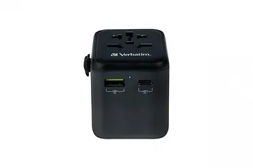 Verbatim Adapter podróżny UTA-02 49544 180 krajów, ładowarka 20 W, QC 3.0. 1x USB-C, 1x USB-A