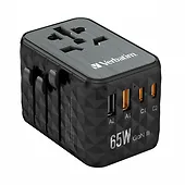 Verbatim Adapter podróżny UTA-05 32120 ładowarka GaN 65W 180 krajów, 2x USB-C, 2x USB-A, PD 65W, QC 4+