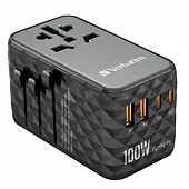 Verbatim Adapter podróżny UTA-06 32121 ładowarka  GaN  PD 100W, QC 4+,  2x USB-C, 2x USB-A, 180 krajów