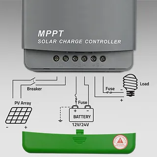 Qoltec Solarny regulator ładowania MPPT z czujnikiem temperatury  20A | 12V / 24V | LCD | 2 x USB