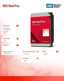 Western Digital Dysk HDD Red Pro 4TB 3,5 SATA III WD4005FFBX