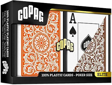 Bicycle Karty COPAG Elite Orange Brown Double Poker Jumbo