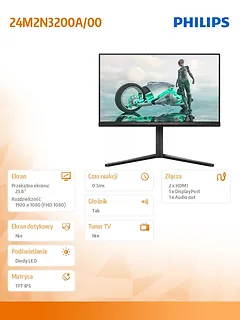 Philips Monitor 24M2N3200A IPS 23.8 cala 180Hz HDMIx2 DP Pivot Głośniki