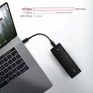 AXAGON EEM2-UB2 Obudowa zewnętrzna aluminiowa, USB-C 3.2 Gen 2 - M.2 NVMe SSD, długość 42 do 80 mm Czarna