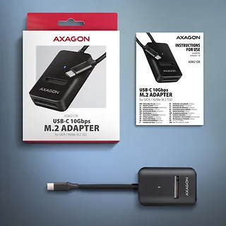 AXAGON ADM2-CM Adapter USB-C Gen 2 M.2 NVMe/SATA SSD