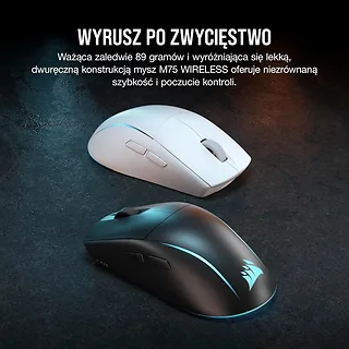 Corsair Myszka bezprzewodowa M75 biała RGB