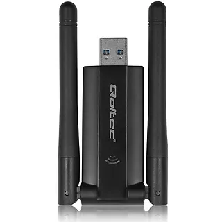 Qoltec Szybki bezprzewodowy adapter USB DUAL Wi-Fi 2 x 2dBi | Standard  AC | USB 3.0 | 1200Mbps