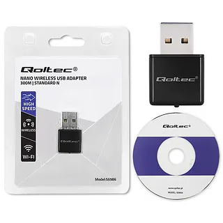 Qoltec Bezprzewodowy ultra szybki mini adapter NANO WiFi | Standard N | USB 2.0 | 300Mbps