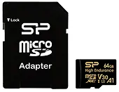 Silicon Power Karta pamięci microSDXC High Endurance 64GB V30 UHS-1 U3 A1 24/7 + ADAPTER microSD-SD