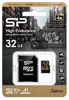 Silicon Power Karta pamięci microSDHC High Endurance 32GB V30 UHS-1 U3 A1 24/7 + ADAPTER microSD-SD