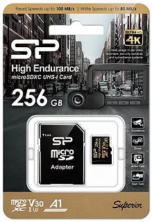 Silicon Power Karta pamięci microSDXC High Endurance 256GB V30 UHS-1 U3 A1 24/7 + ADAPTER microSD-SD