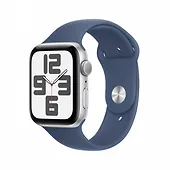 Apple Watch SE GPS, koperta 40 mm z aluminium w kolorze srebrnym z paskiem sportowy w kolorze denim - rozmiar S/M