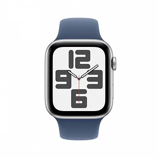 Apple Watch SE GPS, koperta 40 mm z aluminium w kolorze srebrnym z paskiem sportowy w kolorze denim - rozmiar S/M