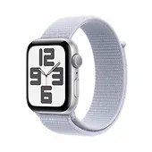 Apple Watch SE GPS, koperta 44 mm z aluminium w kolorze srebrnym z opaską sportową w kolorze błękitnego obłoku