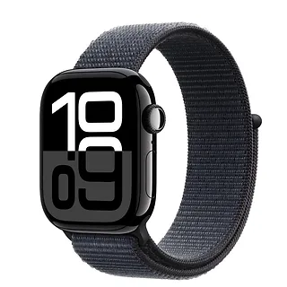 Apple Watch Series 10 GPS, koperta 42 mm z aluminium w kolorze onyksu z opaską sportową w kolorze atramentowym