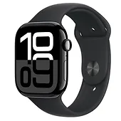 Apple Watch Series 10 GPS, koperta 46 mm z aluminium w kolorze onyksu z paskiem sportowym w kolorze czarnym - rozmiar S/M