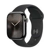 Apple Watch Series 10 GPS + Cellular, koperta 42 mm z tytanu w kolorze łupkowym z paskiem sportowym w kolorze czarnym - rozmiar S/M