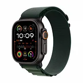 Apple Watch Ultra 2 GPS + Cellular, koperta 49 mm z tytanu w kolorze czarnym z opaską Alpine M w kolorze ciemnozielonym