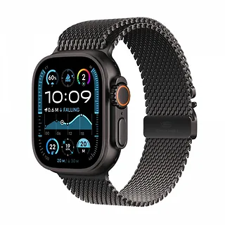 Apple Watch Ultra 2 GPS + Cellular, koperta 49 mm z tytanu w kolorze czarnym z bransoletą mediolańską S z tytanu w kolorze czarnym