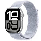 Apple Watch Series 10 GPS, koperta 46 mm z aluminium w kolorze srebrnym z opaską sportową w kolorze błękitnego obłoku