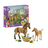 Schleich Zestaw pielęgnacyjny Quarter Horse + źrebię