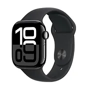 Apple Watch Series 10 GPS + Cellular, koperta 42 mm z aluminium w kolorze onyksu z paskiem sportowym w kolorze czarnym - rozmiar S/M