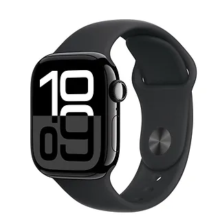 Apple Watch Series 10 GPS + Cellular, koperta 42 mm z aluminium w kolorze onyksu z paskiem sportowym w kolorze czarnym - rozmiar M/L