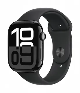 Apple Watch Series 10 GPS + Cellular, koperta 46 mm z aluminium w kolorze onyksu z paskiem sportowym w kolorze czarnym - rozmiar M/L