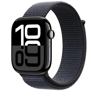 Apple Watch Series 10 GPS + Cellular, koperta 46 mm z aluminium w kolorze onyksu z opaską sportową w kolorze atramentowym