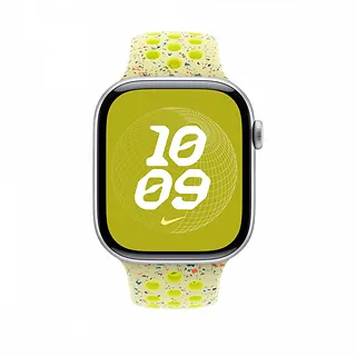 Apple Pasek sportowy Nike w kolorze promiennym zielonożółtym do koperty 46 mm - rozmiar S/M