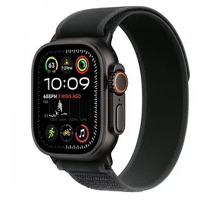 Apple Opaska Trail w kolorze czarnym do koperty 49 mm - rozmiar S/M - elementy z tytanu w kolorze czarnym