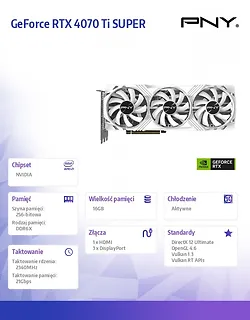 PNY Karta graficzna GeForce RTX 4070 Ti SUPER 16GB VERTO OC WHITE