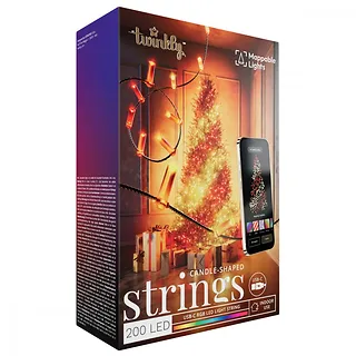 TWINKLY Inteligentne lampki dekoracyjne Strings USB-C (Candies) 200 LED RGB, świece, zielony przewód, 12 m