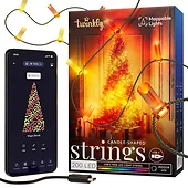 TWINKLY Inteligentne lampki dekoracyjne Strings USB-C (Candies) 200 LED RGB, świece, zielony przewód, 12 m