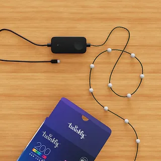 TWINKLY Inteligentne lampki dekoracyjne Strings USB-C (Candies) 200 LED RGB, perły, zielony przewód, 12 m