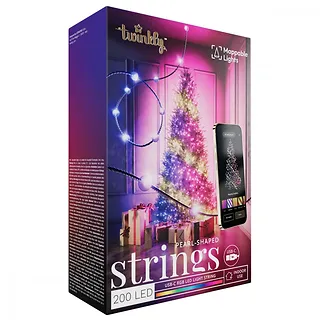 TWINKLY Inteligentne lampki dekoracyjne Strings USB-C (Candies) 200 LED RGB, perły, zielony przewód, 12 m