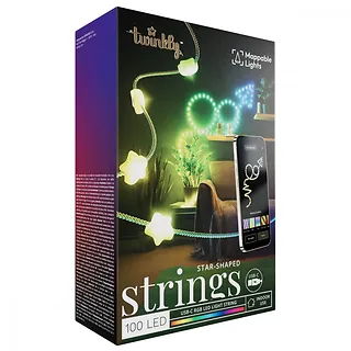 TWINKLY Inteligentne lampki dekoracyjne Strings USB-C (Candies) 100 LED RGB, gwiazdy, przezroczysty przewód, 6 m