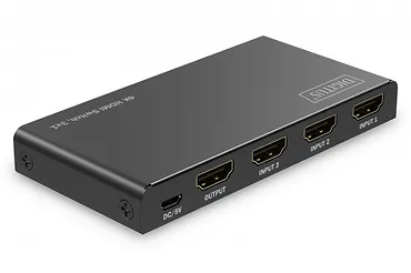 Digitus Przełącznik/Switch 4K HDMI 3x1, 60Hz HDCP 2.3, pilot, Czarny